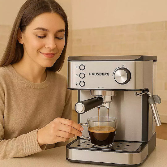 Hausberg Mașină de Espresso 1000W Presiune 15bar Argintie HB-3725