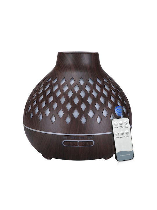 Lumini LED Dispozitiv de aromaterapie Ultrasonic cu telecomandă și temporizator Maro 550ml ΥΝ-15