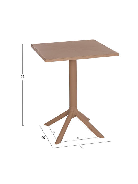 Garten- und Terrassentisch Verpflegung für Kleine Außenbereiche aus Polypropylen Zusammenklappbar Terrin Cappuccino 60.5x60.5x75cm