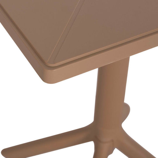Catering Table for Small Outdoor Spaces Made of Polypropylene Foldable Terrin Cappuccino 60.5x60.5x75cm