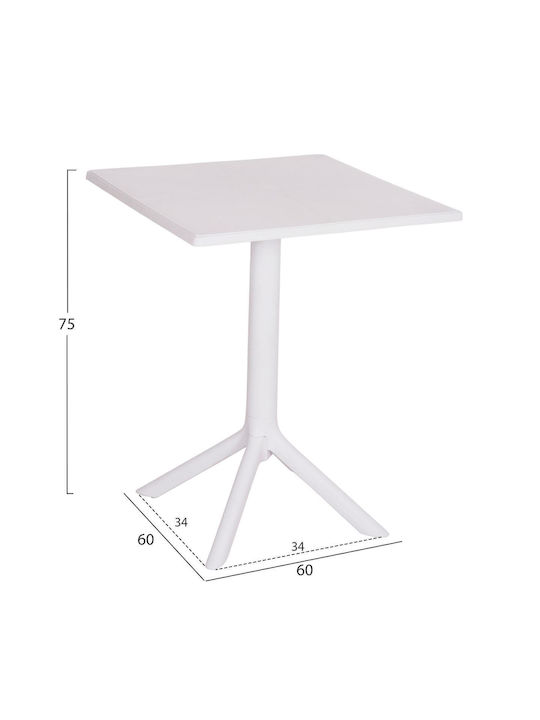 Tisch Zusammenklappbar Terrin White 60.5x60.5x76.5cm