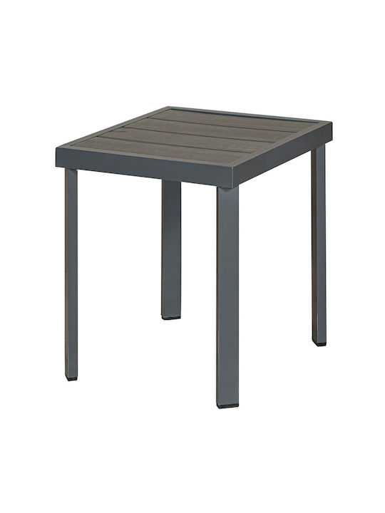 Auxiliary Outdoor Free Standing Table with Polywood Surface and Aluminum Frame Gray 44x40x45cm
