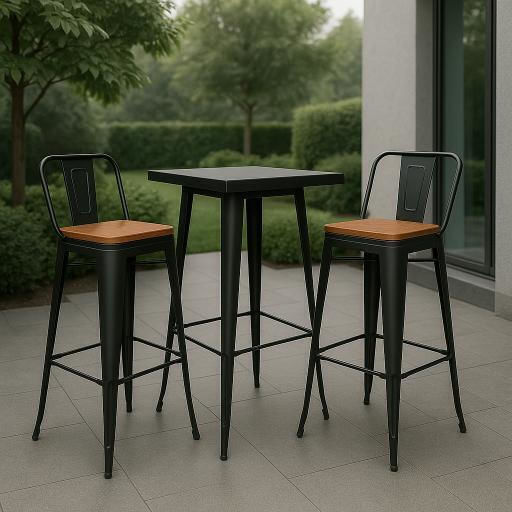 Vigor Outdoor Bar Foldable Metal Table Black 60x60x103cm