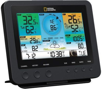 National Geographic Weather Center с 7in1 9080600 Ασύρματος Μετεωρολογικός Σταθμός Ψηφιακός Επιτραπέζιος Μαύρος