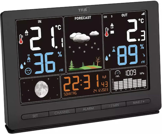 TFA 35.1118.01 Wireless Digital Weather Station Tabletop Black