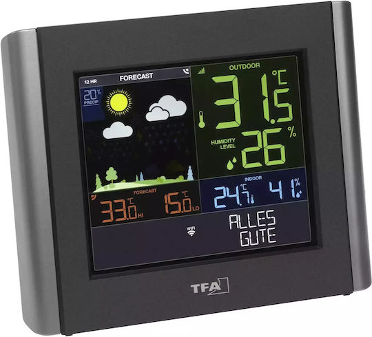 TFA View Meteo Wireless Digital Weather Station Wall Mounted / Tabletop Black