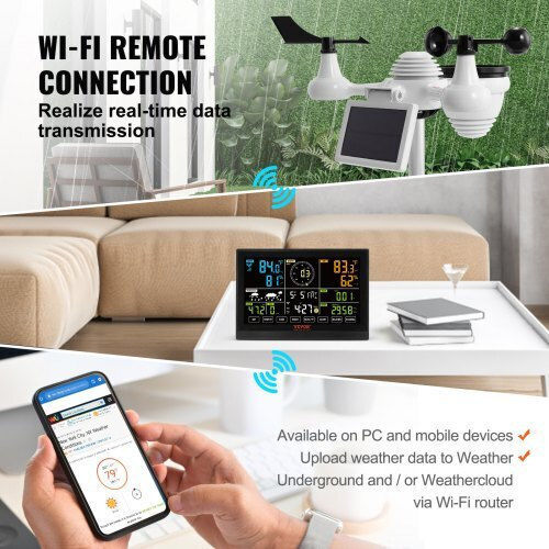 Vevor TYNQ75VAWIFI7T9PDV2 Wireless Digital Weather Station Tabletop