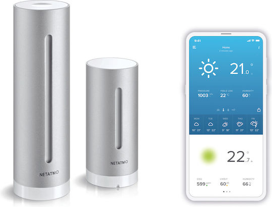 Netatmo Weather Station Wireless Digital Weather Station Tabletop Silver