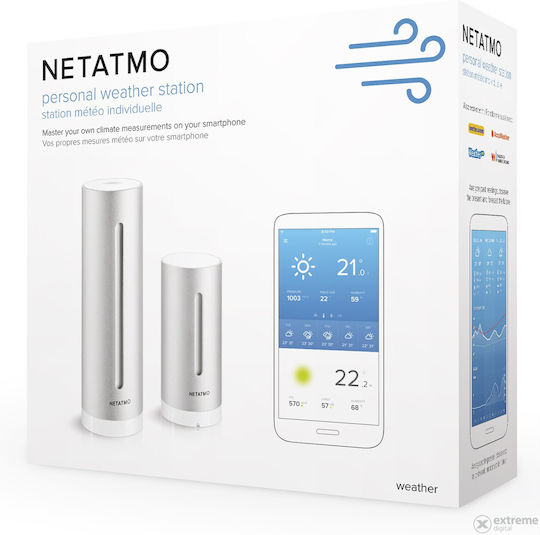 Netatmo Weather Station Wireless Digital Weather Station Tabletop Silver
