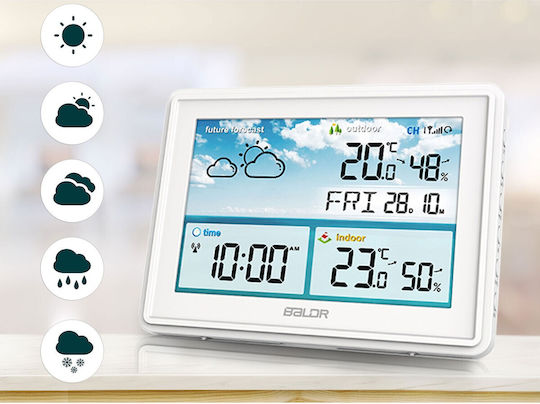 Baldr BD-909 Drahtlos Wetterstation Digital Tischplatte Weiß