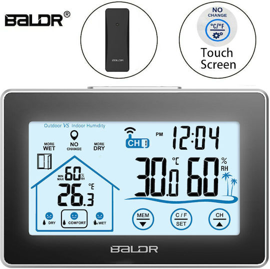 Baldr BD-910 Ασύρματος Μετεωρολογικός Σταθμός Ψηφιακός Επιτραπέζιος Μαύρος