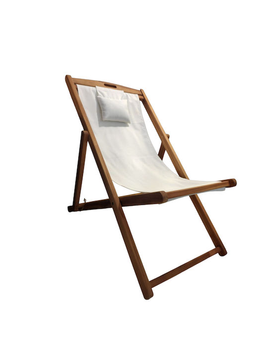 Deckchairs 235 Wooden with Beige Fabric 67x93x93cm