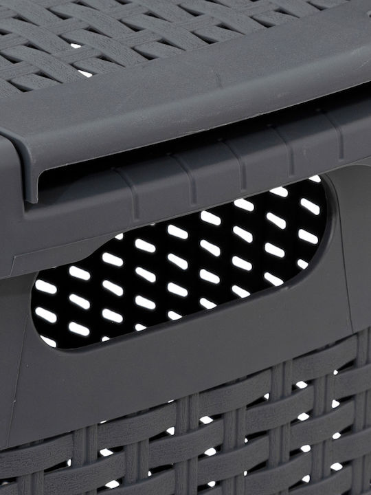 5Five Plastic Laundry Basket 60lt with Cap 35.2x45x35.2cm Gray