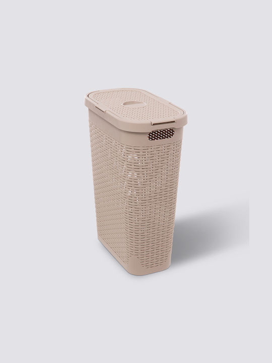 Marva Wäschekorb Kunststoff 40lt mit Deckel 26,5x46,4x60,5cm Beige