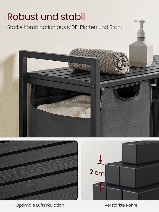 Vasagle Καλάθι Απλύτων Μεταλλικό 114lt 92.5x33x72cm Μαύρο