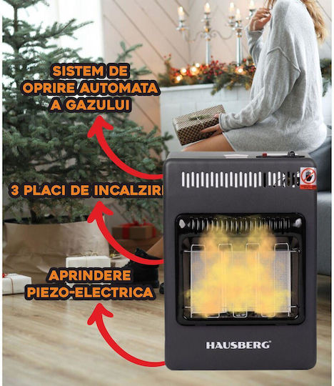 Hausberg Ceramic Gas Heater 4200W Black 32x26x52cm