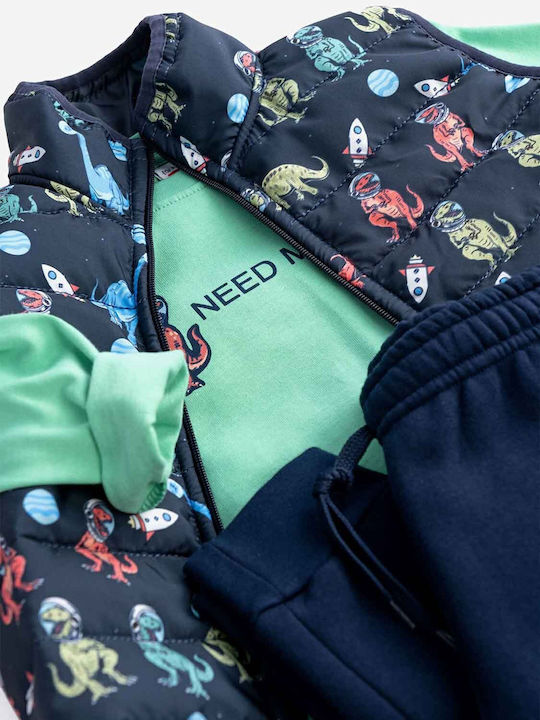 Funky Set Pentru Copii Cu Pantaloni Și Haină Albastru Greenland Albastru 3 Bucăți