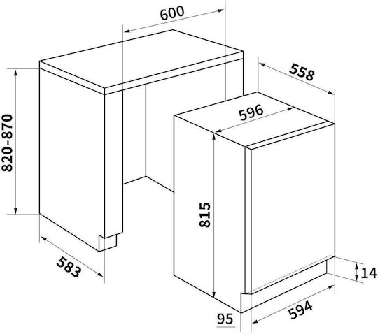 Robin Vollintegrierter Geschirrspüler für 13 Gedecke B60xH82cm