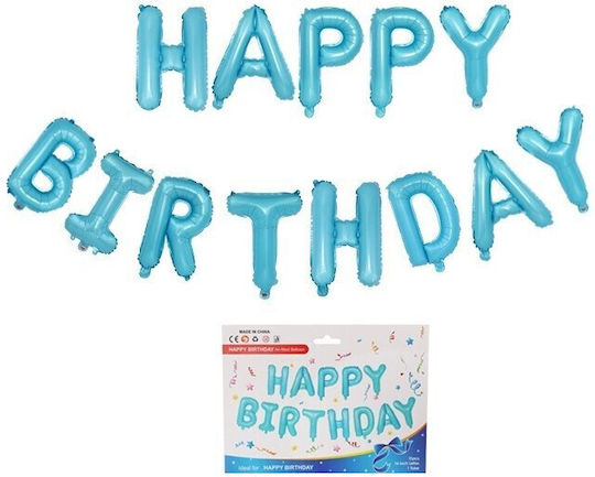 Flippy Foil Balloon Set Happy Birthday 40 Cm Baby Blue