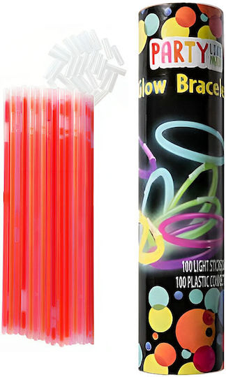 Set 100 Colorful Luminous Bracelets Parties Phosphorescent Glow Sticks Red Bebelogic