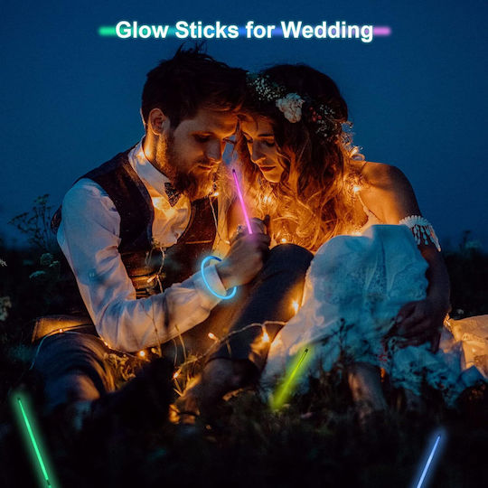 Set 100 Brățări Luminate Colorate pentru Petreceri, Bețe Fluorescente Glow Albastre Bebelogic