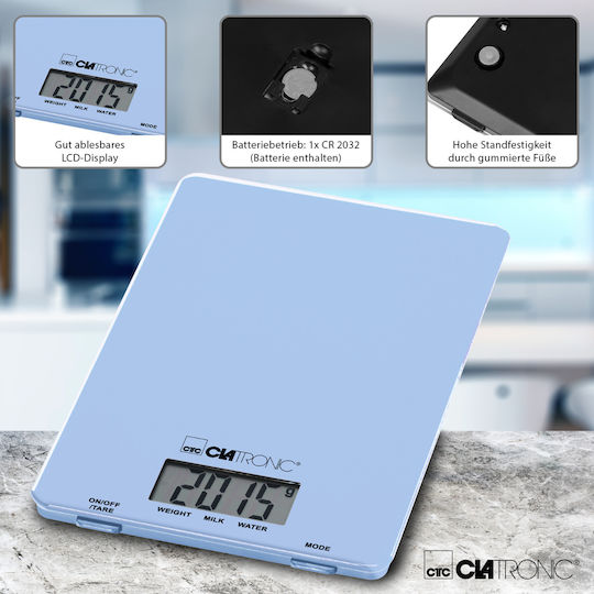 Clatronic Ψηφιακή Ζυγαριά Κουζίνας έως 0.49kg Μπλε