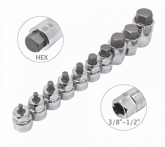 Innensechskant-Steckschlüsselsatz 1/4"-3/8" 10-teilig