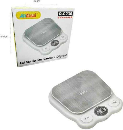 Andowl Qc230 Ψηφιακή Ζυγαριά Κουζίνας έως 10kg Λευκή