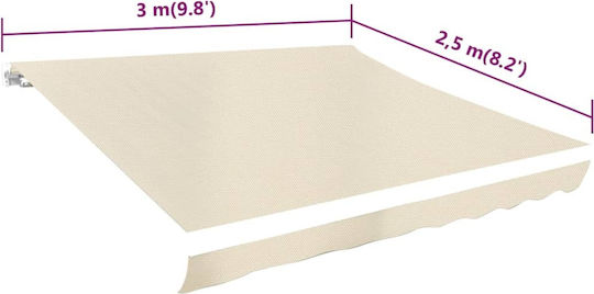 vidaXL Replacement Awning Ecru 3x2.5m