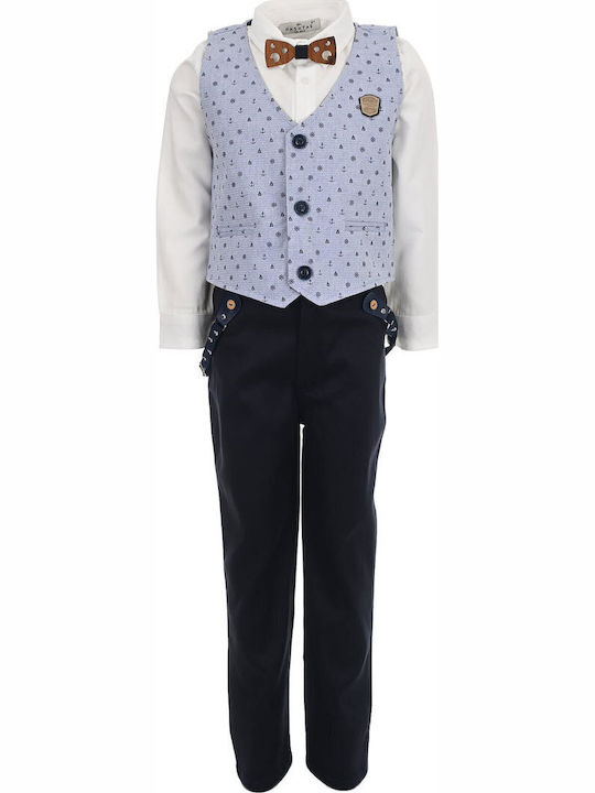 Hashtag Baptism Suit With Vest For Boy Navy Blue 3 Pieces