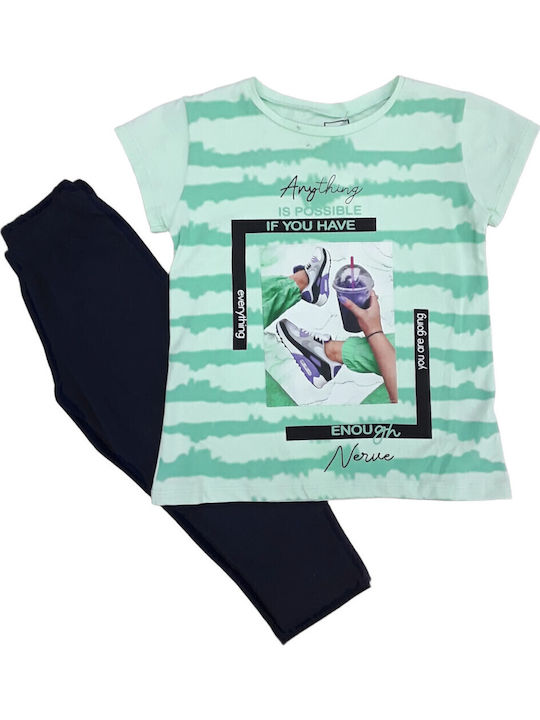 Kinder-Set mit Leggings Sommer 2Stück Mint Bluse