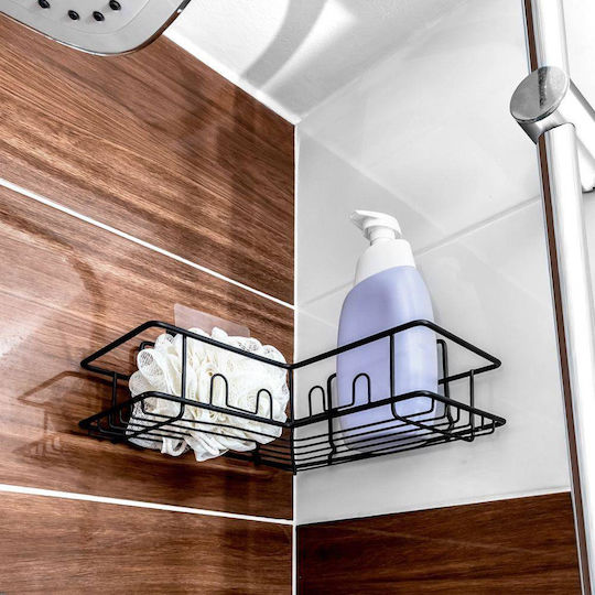 Vilde Corner Wall Mounted Bathroom Shelf Metallic 23x23x10cm Black