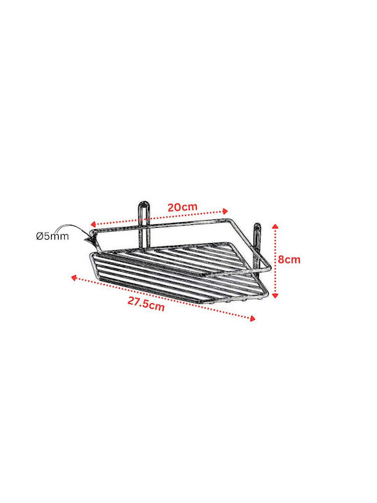 Tekno-Tel 455.ES071 Γωνιακή Επιτοίχια Ραφιέρα Μπάνιου Inox με 1 Ράφι 27.5x20x8cm