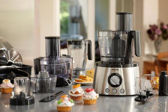 Philips Avance Collection Multifunctional Food Processor 1000W with Pot 3.4lt and Jug Blender Silver
