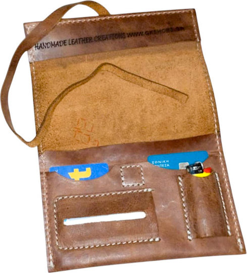 Gk Shoes Lederne Tabaktasche mit Verschluss 10x16.5cm tobacco brown