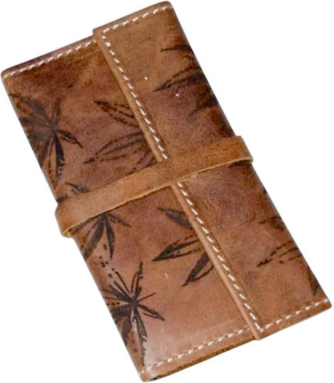 Gk Shoes Lederne Tabaktasche mit Verschluss 10x16.5cm tobacco brown