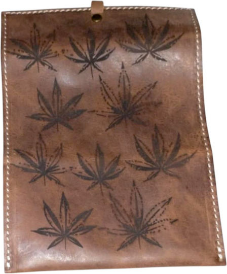 Gk Shoes Lederne Tabaktasche mit Verschluss 10x16.5cm tobacco brown