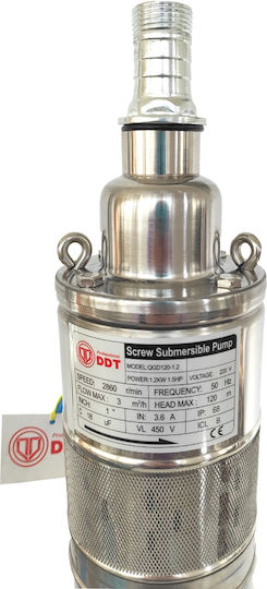 Pompa submersibilă Ddt Qgd120 completă din oțel inoxidabil, șuruburi din oțel inoxidabil, filtru de protecție, cablu de 20 m, 120 m, 3 m³/h