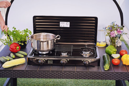 Stella Liquid Gas Countertop Triple Burner Black