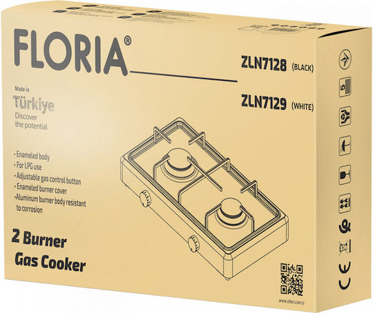 Zilan Liquid Gas Countertop Double Burner White