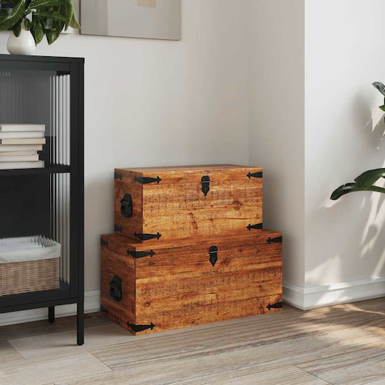 vidaXL Wooden Decorative Trunks Set Brown 2pcs