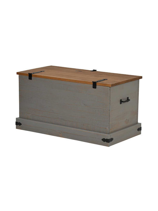 vidaXL Декоративна куфар Дърво Сив 91x48x47бр