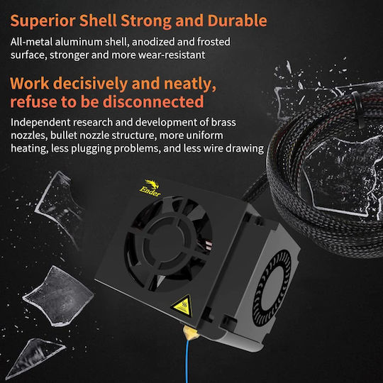 Kit Complet Hotend Ventilator Dual Capete Piese de Teflon pentru Conectare Șuruburi Ender 3 Ender 3 Pro Ender 3s Creality