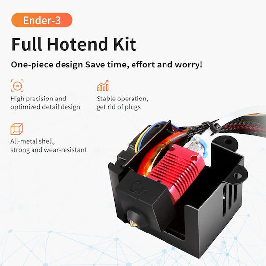 Kit Complet Hotend Ventilator Dual Capete Piese de Teflon pentru Conectare Șuruburi Ender 3 Ender 3 Pro Ender 3s Creality