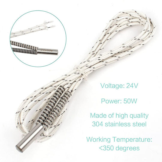 Set 4 Ceramic Heaters 24v 50w Hotend 1m Cable 3d Printer Compatible Reprap Prusa Mendel I3 Ender 3