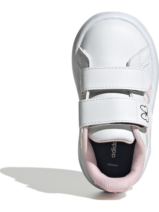 Disney Minnie Mouse Grand Court Kids Sneakers with Hoop & Loop Closure Cloud White / Clear Pink / Chalk White