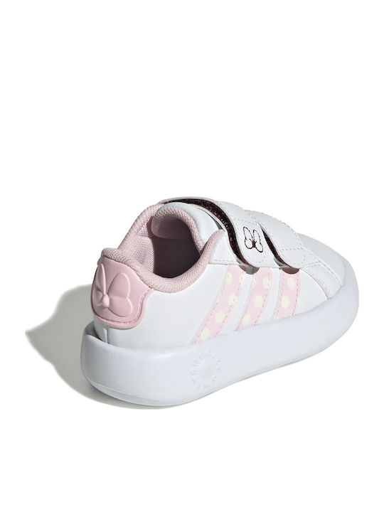 Disney Minnie Mouse Grand Court Kids Sneakers with Hoop & Loop Closure Cloud White / Clear Pink / Chalk White