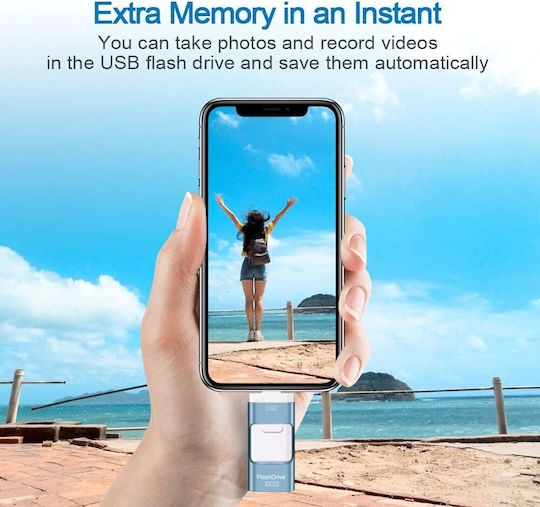 256 Gb 4 In 1 Usb Memory Flash Drive Android Ios Usb C Micro Usb Apple Lightning Otg Function Iphone Ipad Smartphone Tablet Pc Laptop Blue