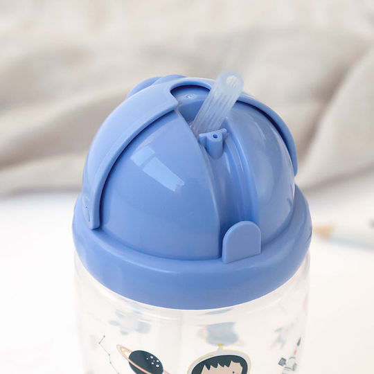 Kiokids Space Детска Бутилка За Вода Силиконова със Сламка 350ml