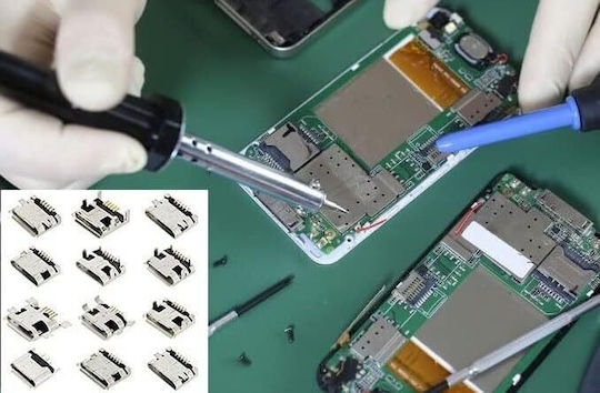 Set 240 Conectori USB B Micro Feminin Conexiune Pcb 24 Modele Diferite Din Oțel Inoxidabil Compatibil Cu Mouse-uri Tastaturi Încărcătoare Încărcătoare Telefon Conectori Înlocuire Reparații Cutie de Transport Stoc